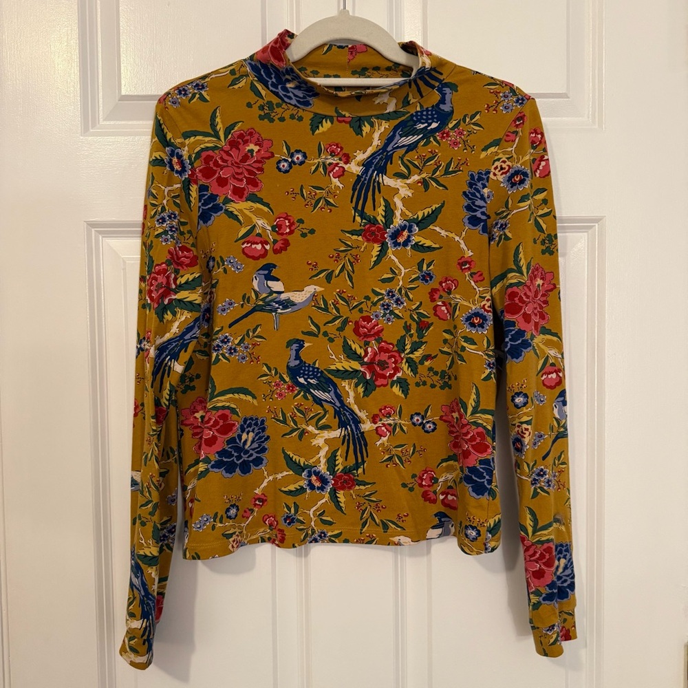 Anthropologie Maeve Floral Long Sleeve Top Size Small